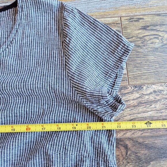 Goddess Gear Linen Cotton Houndstooth Lagenlook Ruffle Dress Short Sleeve - Picture 10 of 11